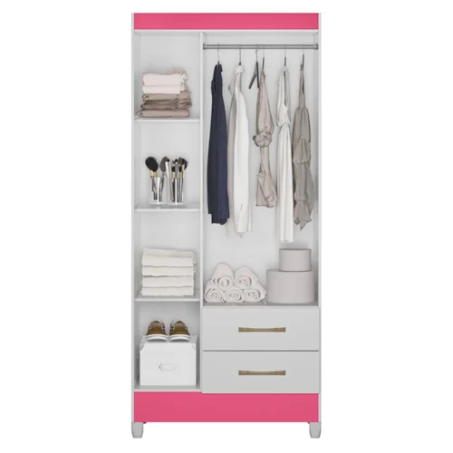 Imagem do produto Guarda-Roupa Moval Lima 3 Portas 2 Gavetas Branco/Rosa