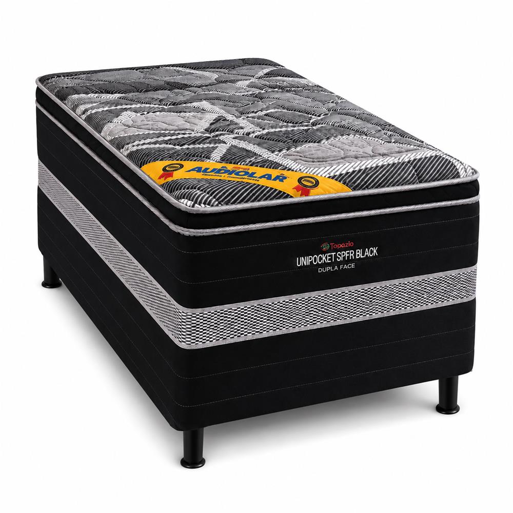 Colch Topazio Box Unipocket Sup Black 88x188x59 Molas Ensacadas