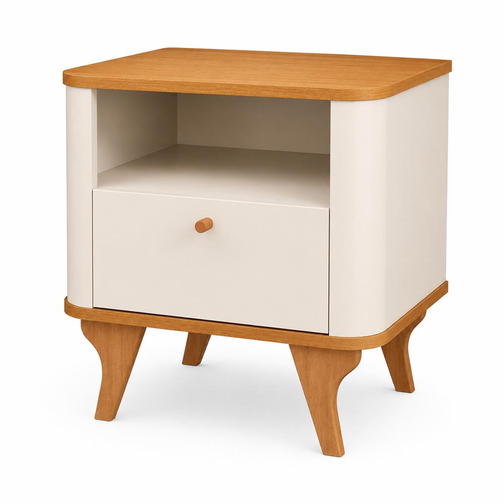 Mesa de Cabeceira Jb Aruma Slim Off White/Nature