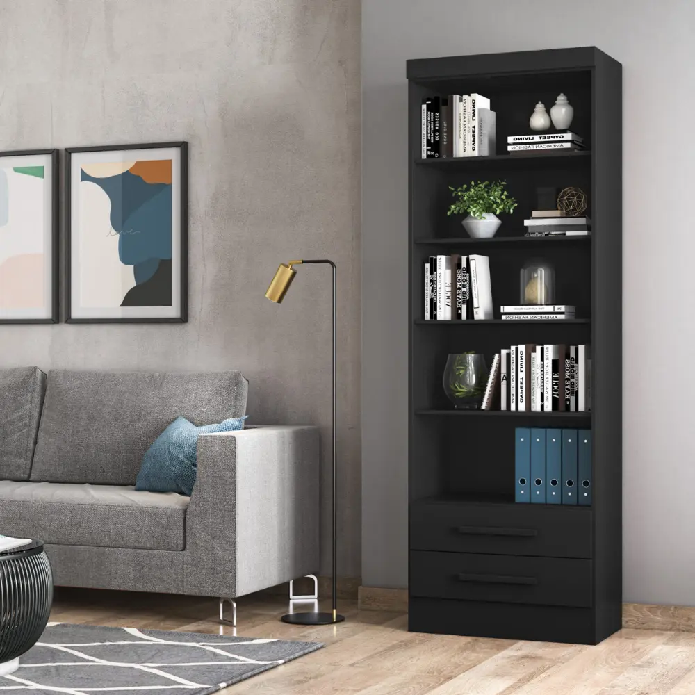Imagem do produto Livreiro Qmovi 2 Gavetas Preto Fosco 3420.37