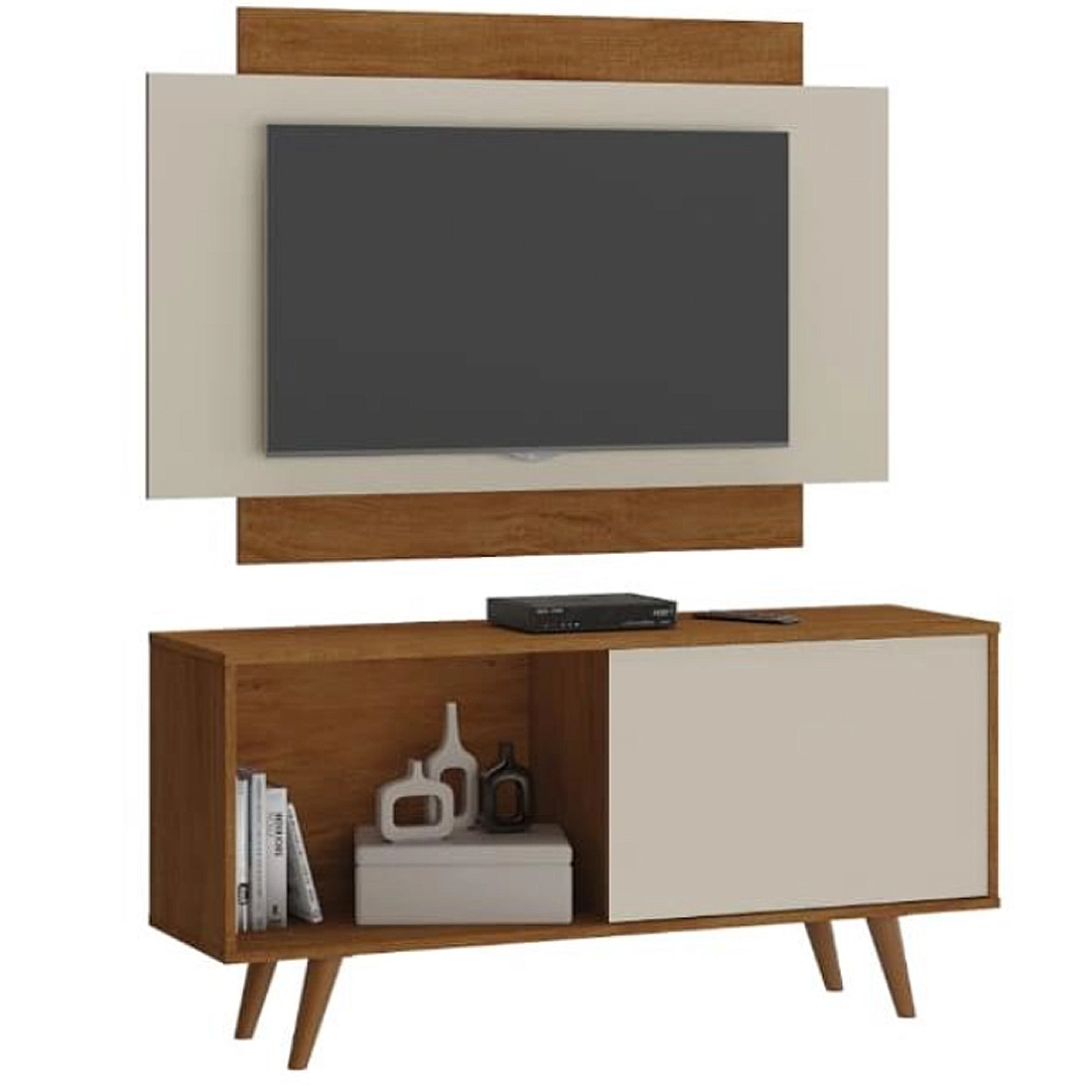 Rack com Painel Atualle Málaga Acácia/3D Reflexo para TV ate 55