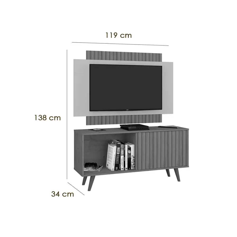 Imagem do produto Rack com Painel Atualle Málaga Acácia/3D Reflexo para TV ate 55