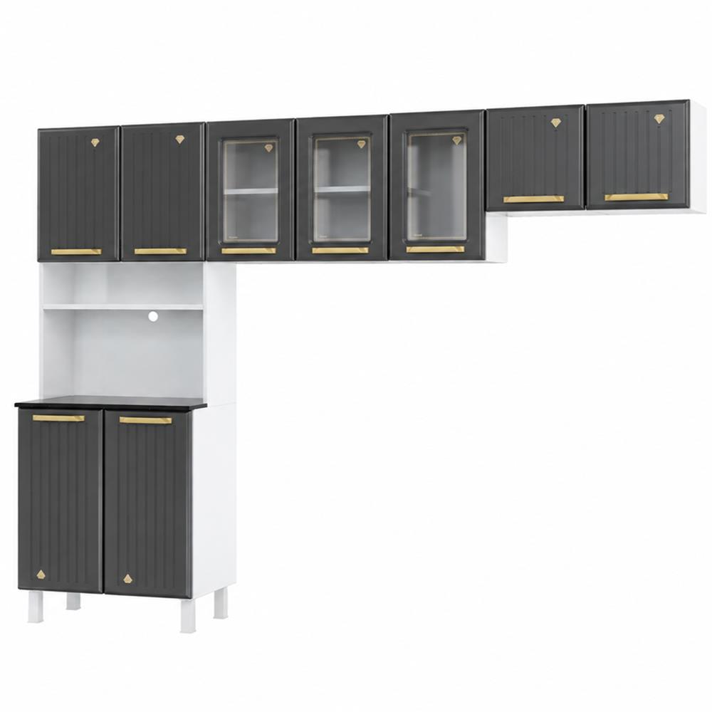 Cozinha Telasul Compacta 44 Diamante New Cinza 3 Vidros Kit para Micro-ondas