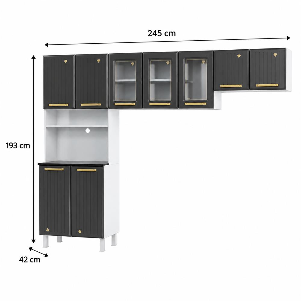 Imagem do produto Cozinha Telasul Compacta 44 Diamante New Cinza 3 Vidros Kit para Micro-ondas