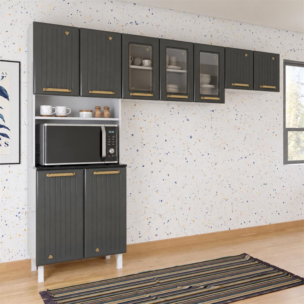 Imagem do produto Cozinha Telasul Compacta 44 Diamante New Cinza 3 Vidros Kit para Micro-ondas