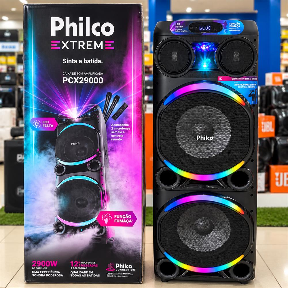 Imagem do produto aixa de Som Amplificada Philco Extreme PCX29000 2900W Bluetooth com 2 Microfones