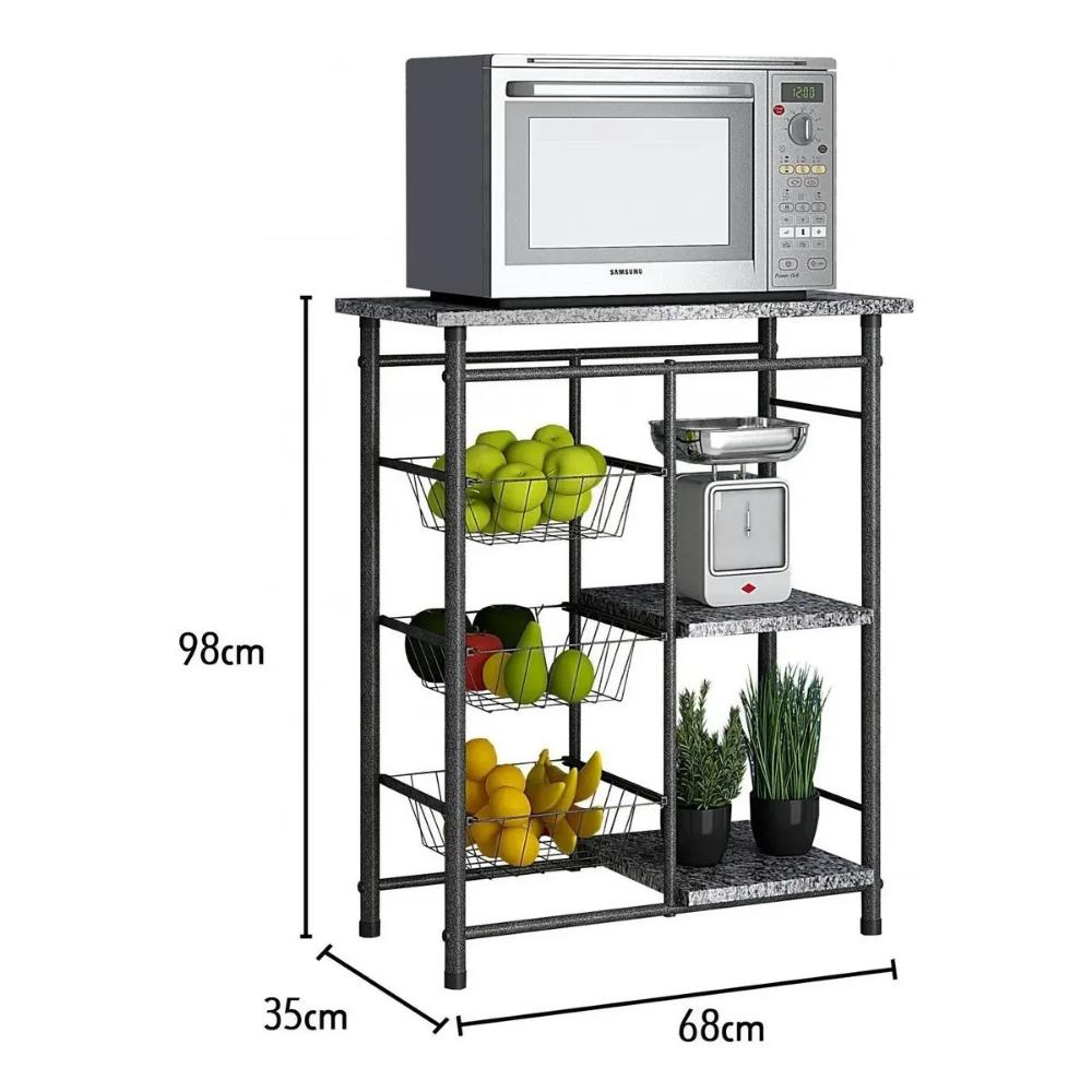 Imagem do produto Fruteira para Micro-ondas Uai Tubulares Espanha 3 Cestos Prata/Preto Rajado