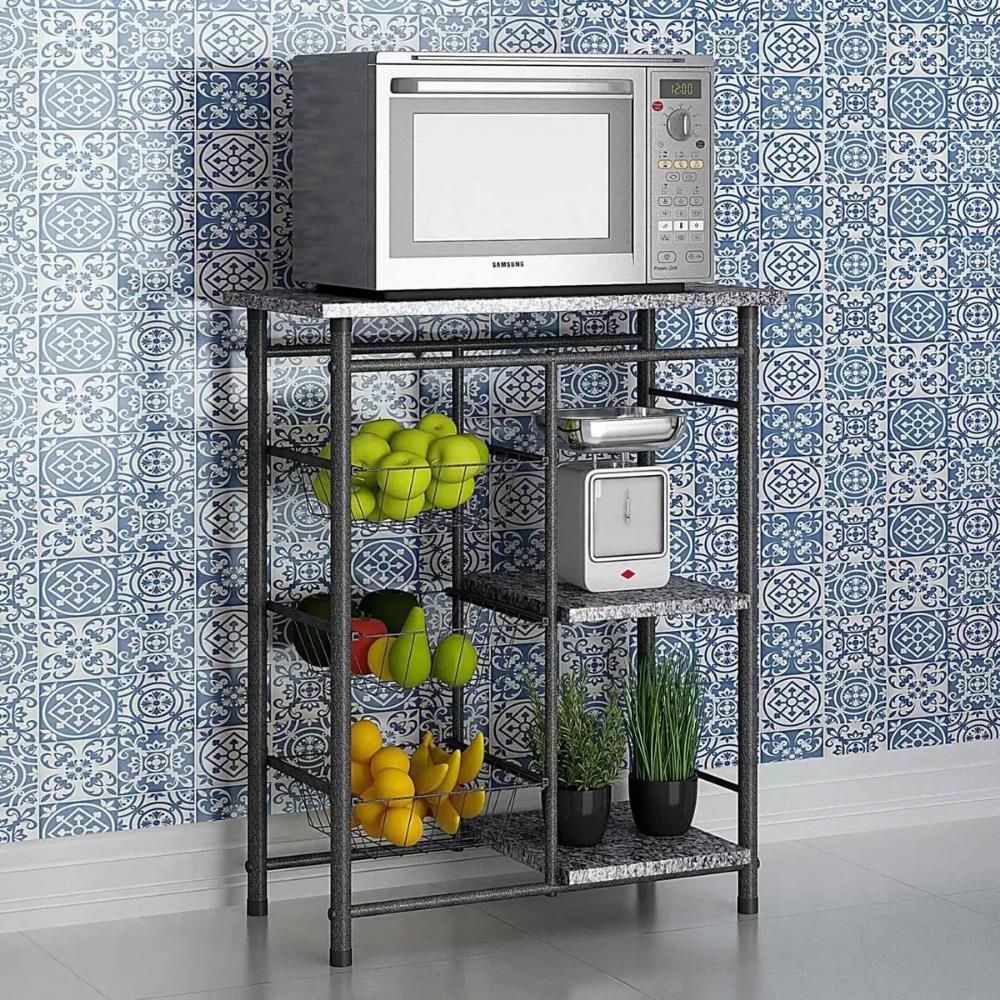 Imagem do produto Fruteira para Micro-ondas Uai Tubulares Espanha 3 Cestos Prata/Preto Rajado