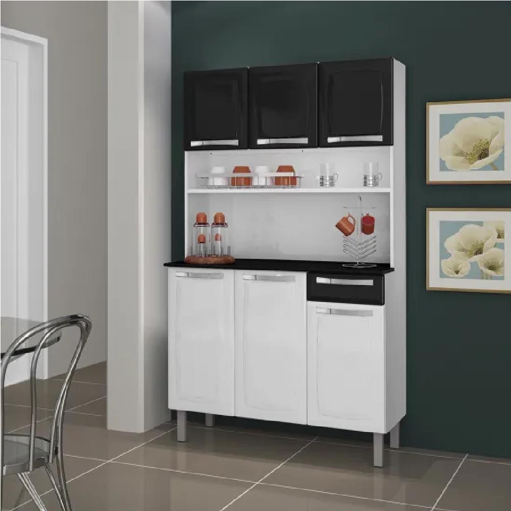 Imagem do produto Armário de Cozinha Itatiaia Rose I3G1-105 Branco/Preto
