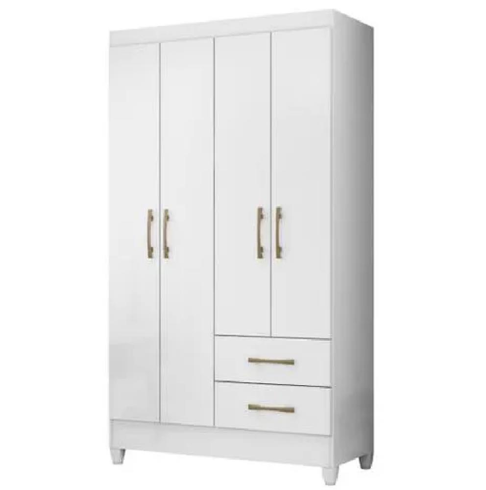 Guarda-Roupa Moval Chile 4 Portas 2 Gavetas Branco
