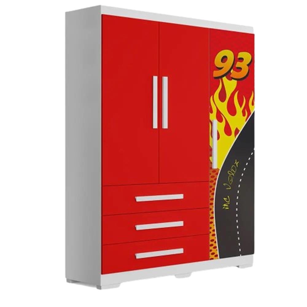 Guarda-roupa Valen Moveis 3 P New Kids Mc Veloz Vermelho