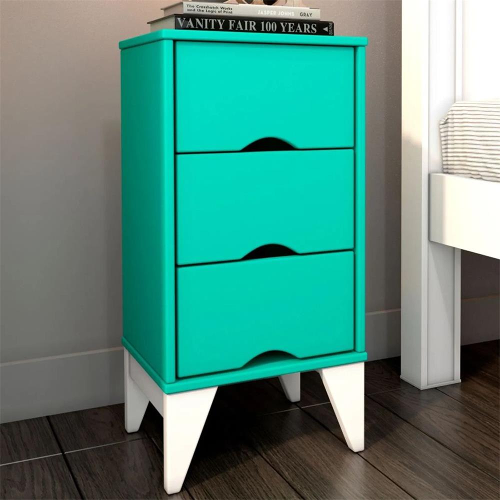 Imagem do produto Mesa de Cabeceira Tcil 3gav Twister Aqua/bco