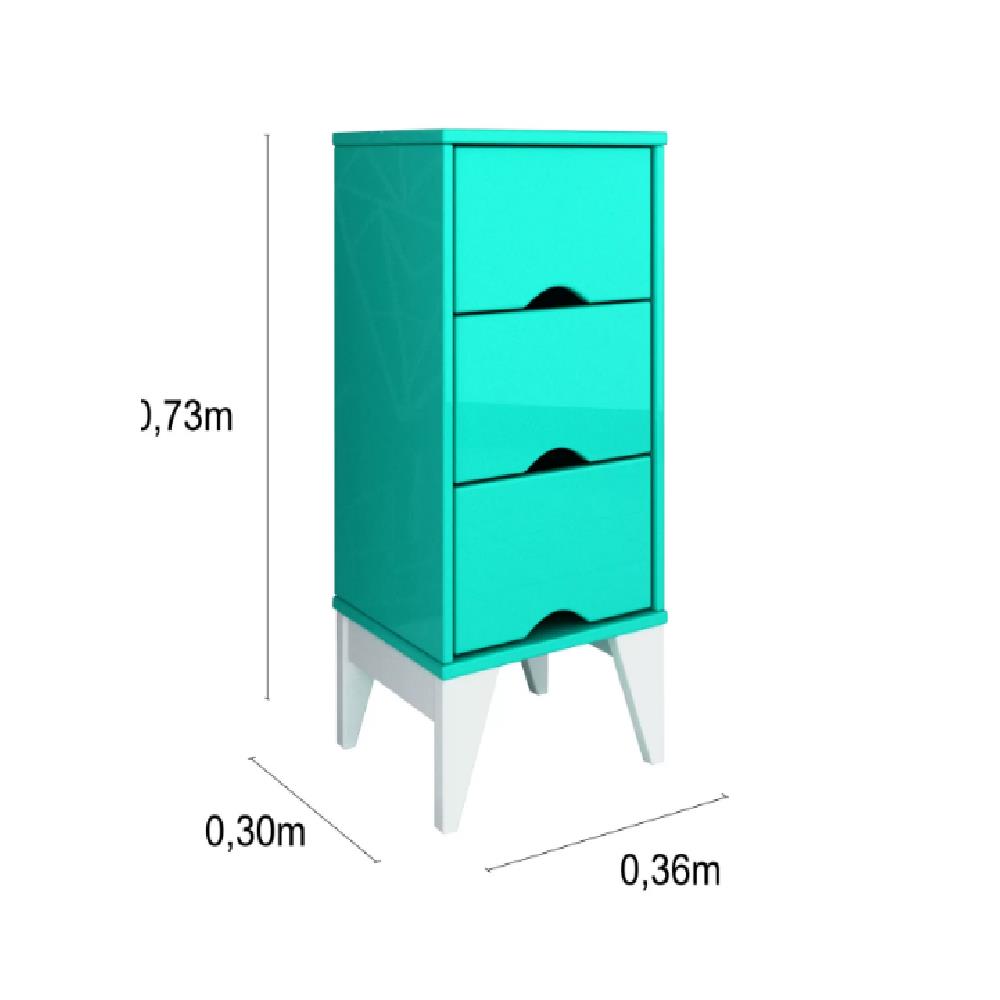 Imagem do produto Mesa de Cabeceira Tcil 3gav Twister Aqua/bco