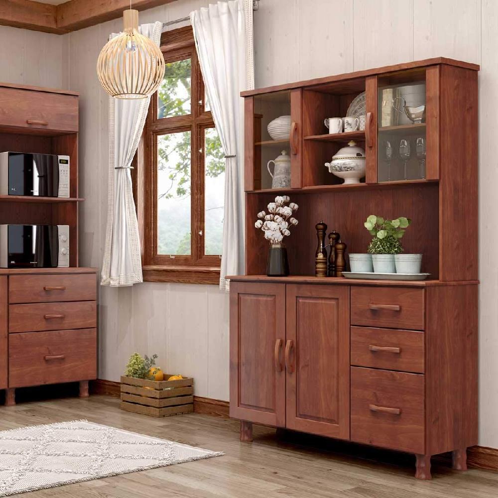 Imagem do produto Armario Cristaleira Finestra 4 Portas 3 Gavetas Bronze Imbuia