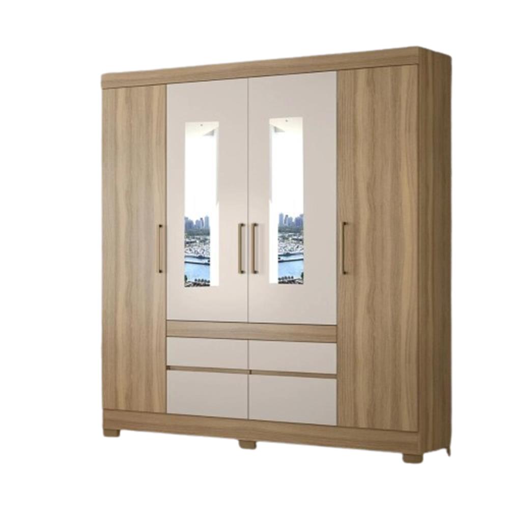 Roupeiro 4pt Demobile Casal Bilbao com 2 Espelhos 90x 20 Amendola/off White