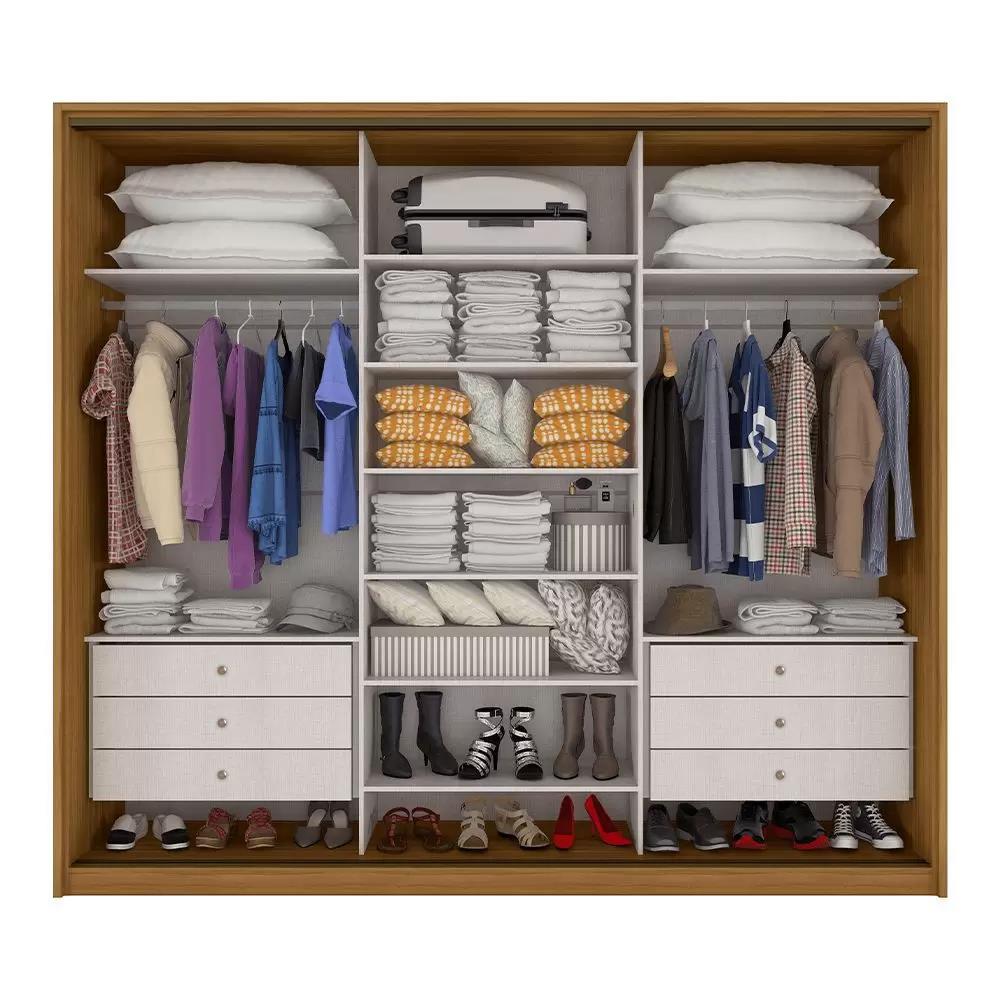 Imagem do produto Guarda-roupa Lopas 3 Pts Spazio 1pt Glass C/pes Rov Nat/off White/rov Nat