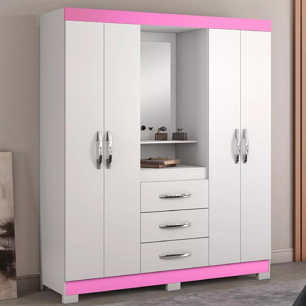 Imagem do produto Guarda-roupa Notavel Nt 5015 129 Bco New/rosa Bco