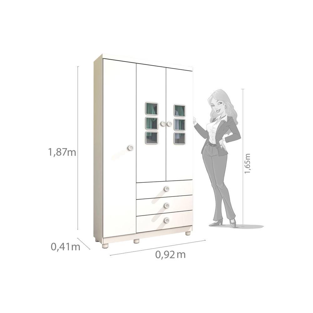Imagem do produto Guarda-roupa Tcil 3 Ptas Sonic C/6 Pes - Branco/branco