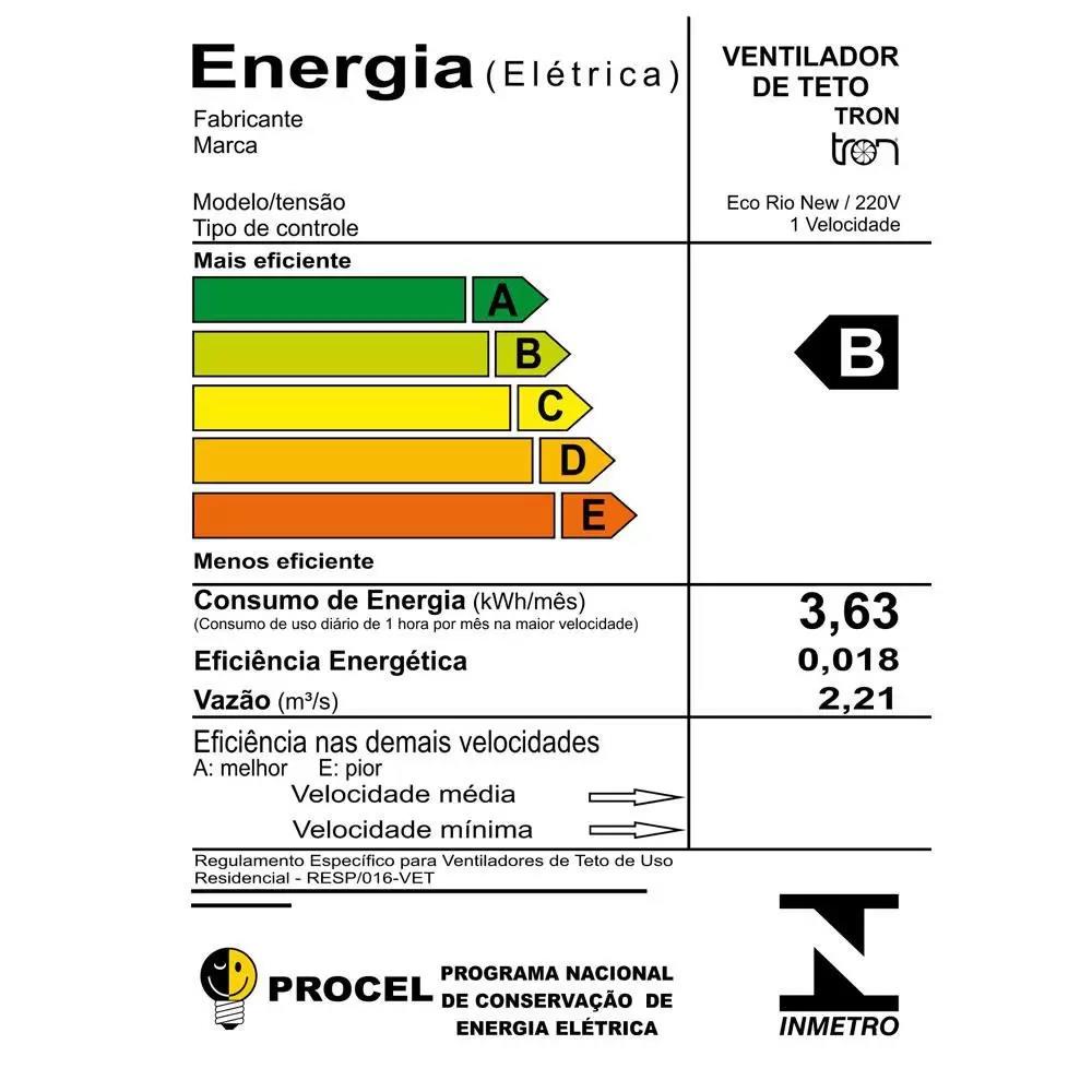 Imagem do produto Ventilador Tron Teto Eco Rio 220v 3p New Grafite 130w