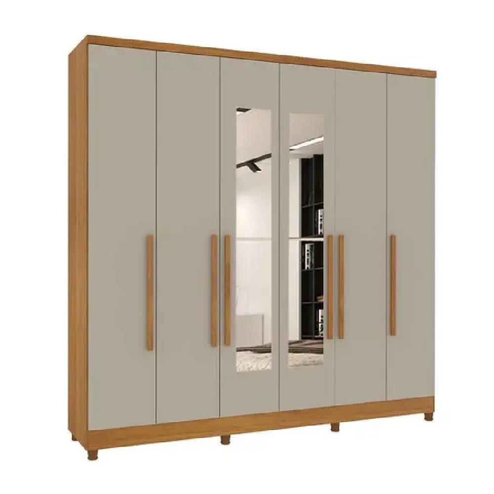 Roupeiro Tcil 6 Pts Veneza C/esp e Pe - Cinamomo/off White