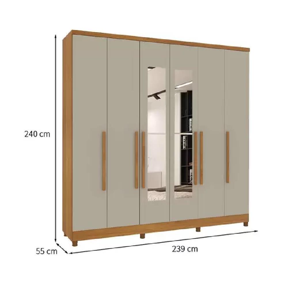 Imagem do produto Roupeiro Tcil 6 Pts Veneza C/esp e Pe - Cinamomo/off White