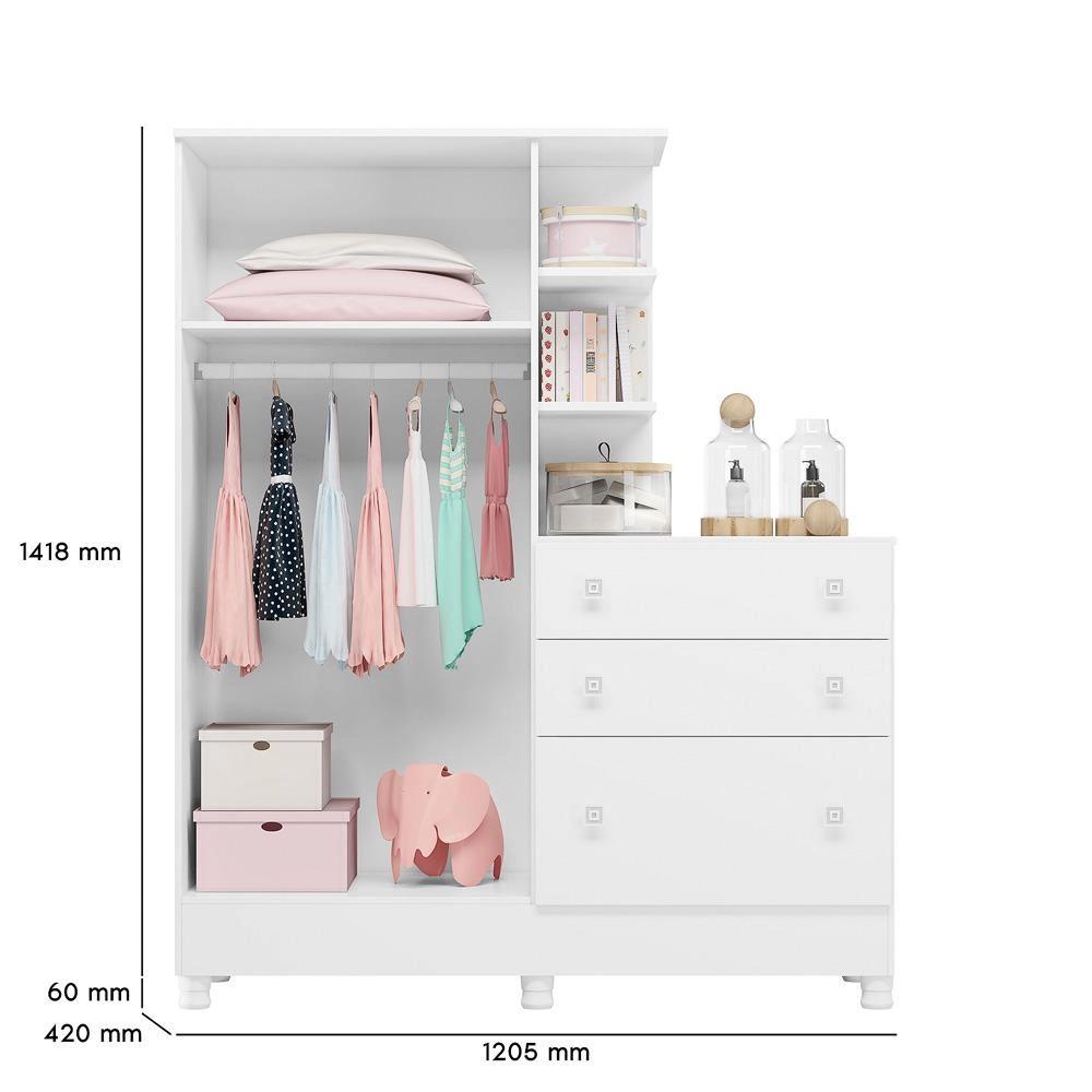 Imagem do produto Roupeiro Qmovi Inf.c/comoda Doce Sonho - Bco/bco 4070.5