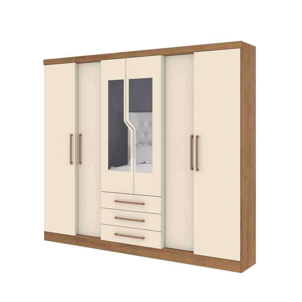Guarda-roupa Atualle Paris New C/ Espel.canelato Rust.natura Off White