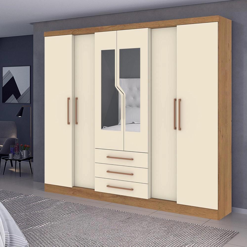 Imagem do produto Guarda-roupa Atualle Paris New C/ Espel.canelato Rust.natura Off White