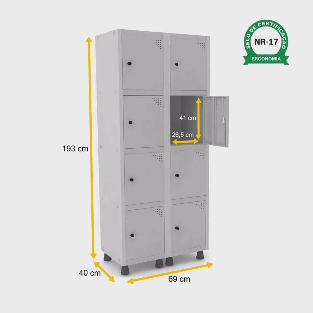 Imagem do produto Armario Pandin Aco 9785 Mt 2v 8 Ptas Cinza/cinza