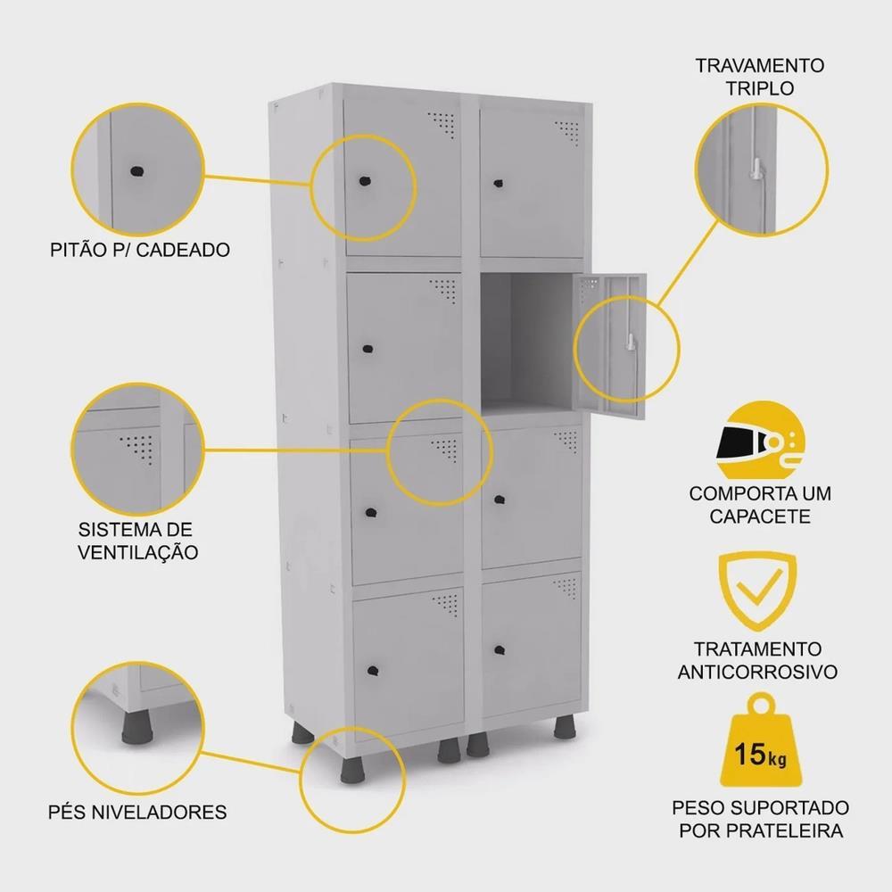 Imagem do produto Armario Pandin Aco 9785 Mt 2v 8 Ptas Cinza/cinza