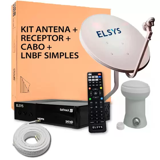 Antena Elsys C/ Receptor Kit Satmax 5 Etk199 Banda Ku 60cm e Acessorios