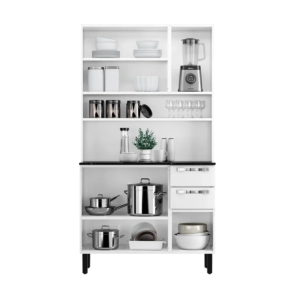 Imagem do produto Armário de Cozinha Itatiaia Pratika 105 6 Portas 2 Gavetas Preto
