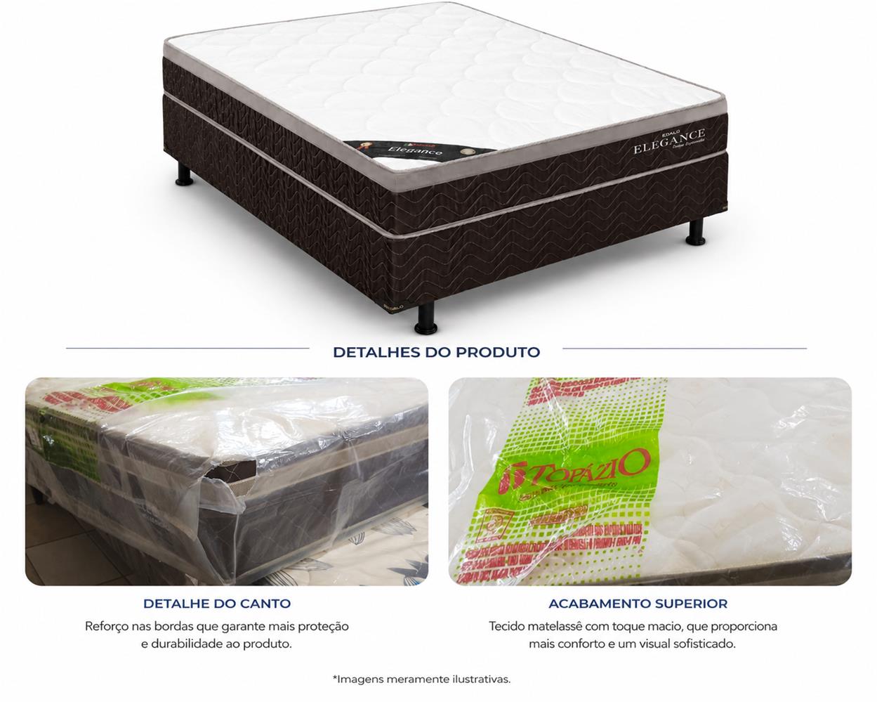 Imagem do produto Colch Topazio Elegance Casal Pocket 138x188x22cm