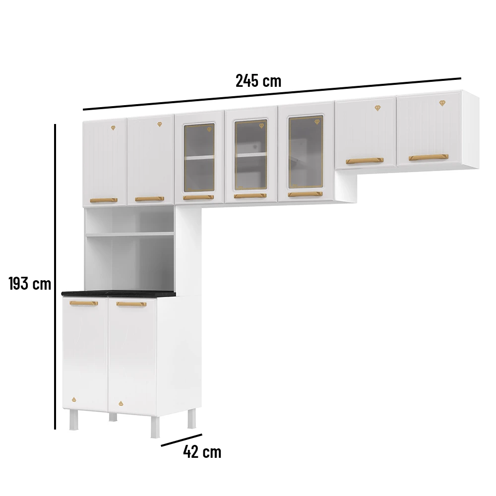 Imagem do produto Cozinha Compacta Telasul Diamante 3 Peças 9 Portas Branca