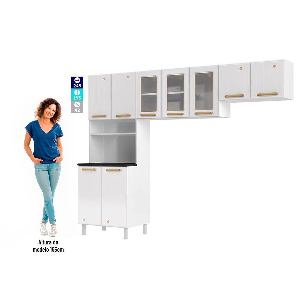Imagem do produto Cozinha Compacta Telasul Diamante 3 Peças 9 Portas Branca
