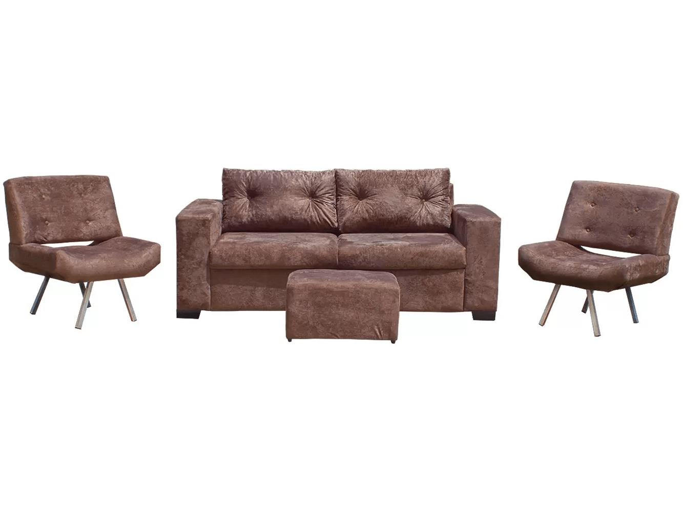 Sofa Finezzi Rubi 2 Lug + 2 Polt.rubi+ Puff Sued Chocolate