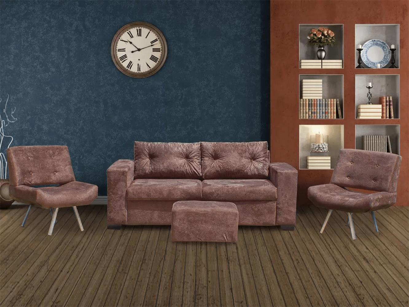 Imagem do produto Sofa Finezzi Rubi 2 Lug + 2 Polt.rubi+ Puff Sued Chocolate