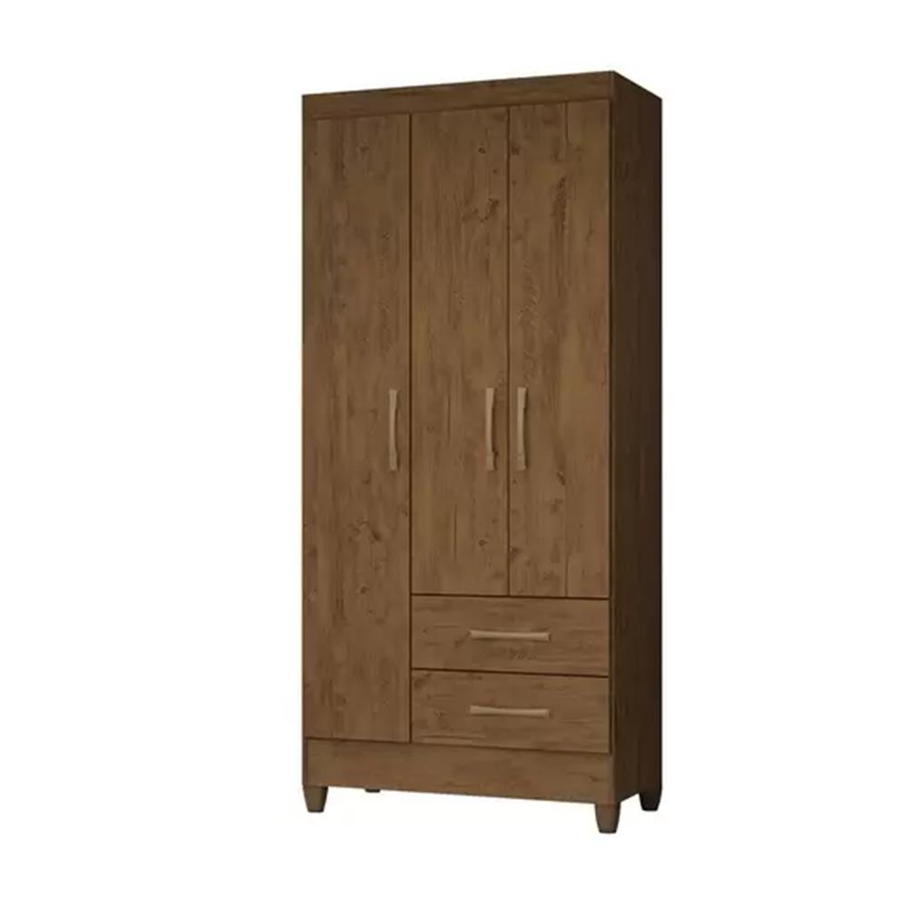 Guarda-Roupa Moval Lima 3 Portas 2 Gavetas Castanho/Wood