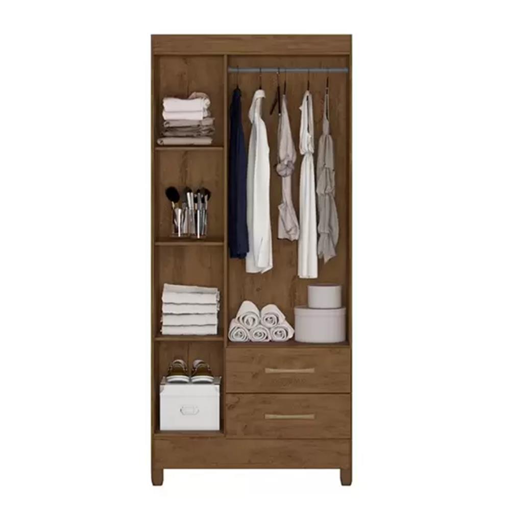 Imagem do produto Guarda-Roupa Moval Lima 3 Portas 2 Gavetas Castanho/Wood