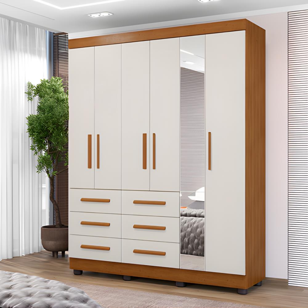 Imagem do produto Roupeiro Topazio Josias 6 Pts 4 Pr C/Esp. Cinan Off White