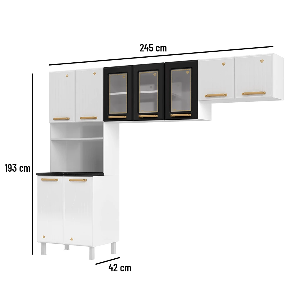 Imagem do produto Cozinha Telasul Diamante New Preta com 3 Vidros