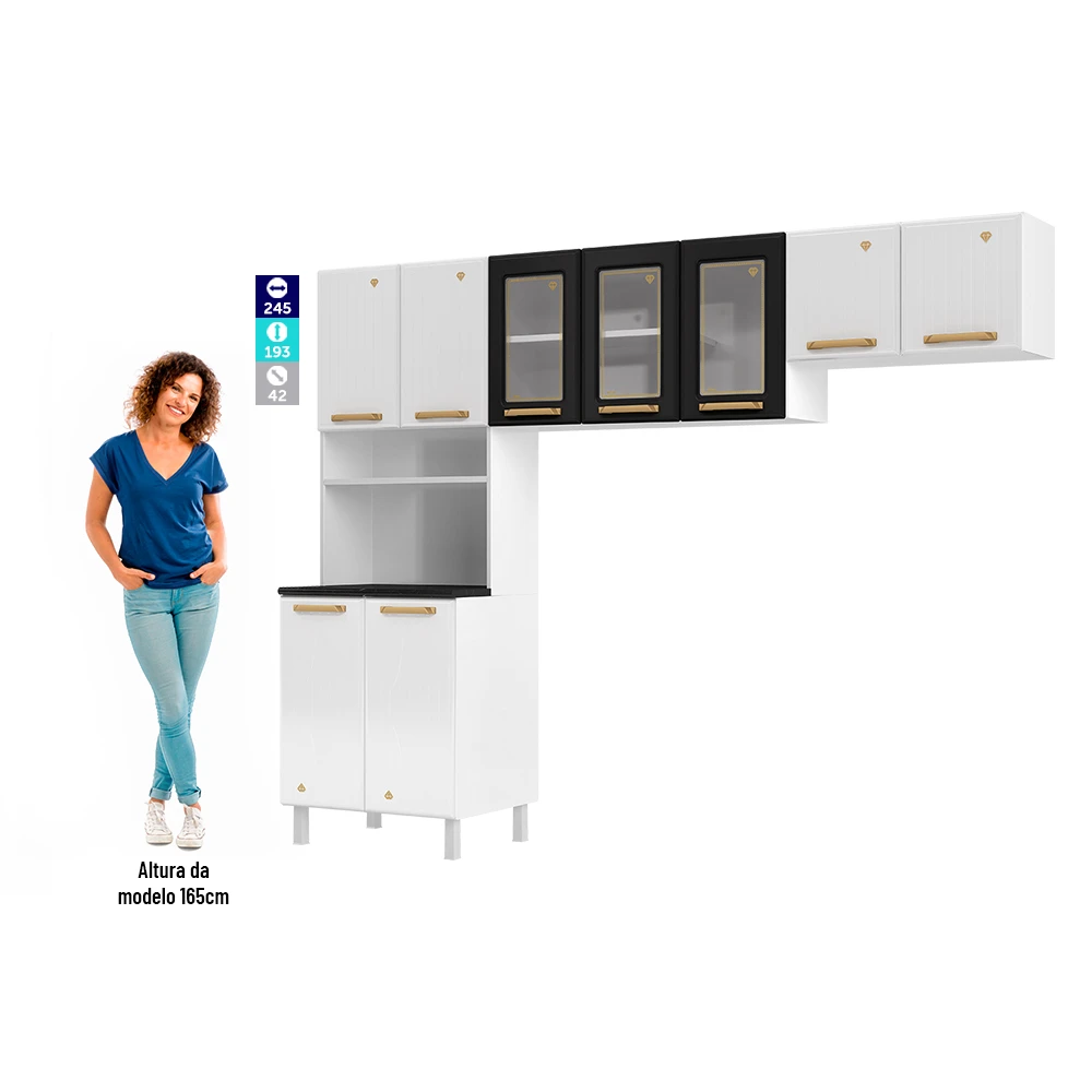 Imagem do produto Cozinha Telasul Diamante New Preta com 3 Vidros
