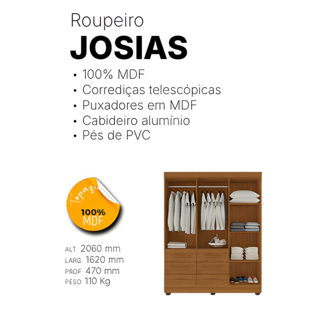 Imagem do produto Roupeiro Topazio Josias 6 Pts 4 Pr C/Esp. 9818 Cinan
