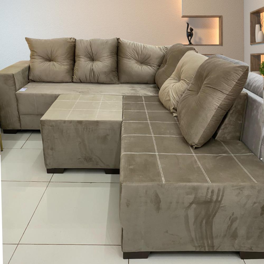 Imagem do produto Sofa Topazio Te-191 3+2 Lug. C/chaise + Puff Veludo Castor