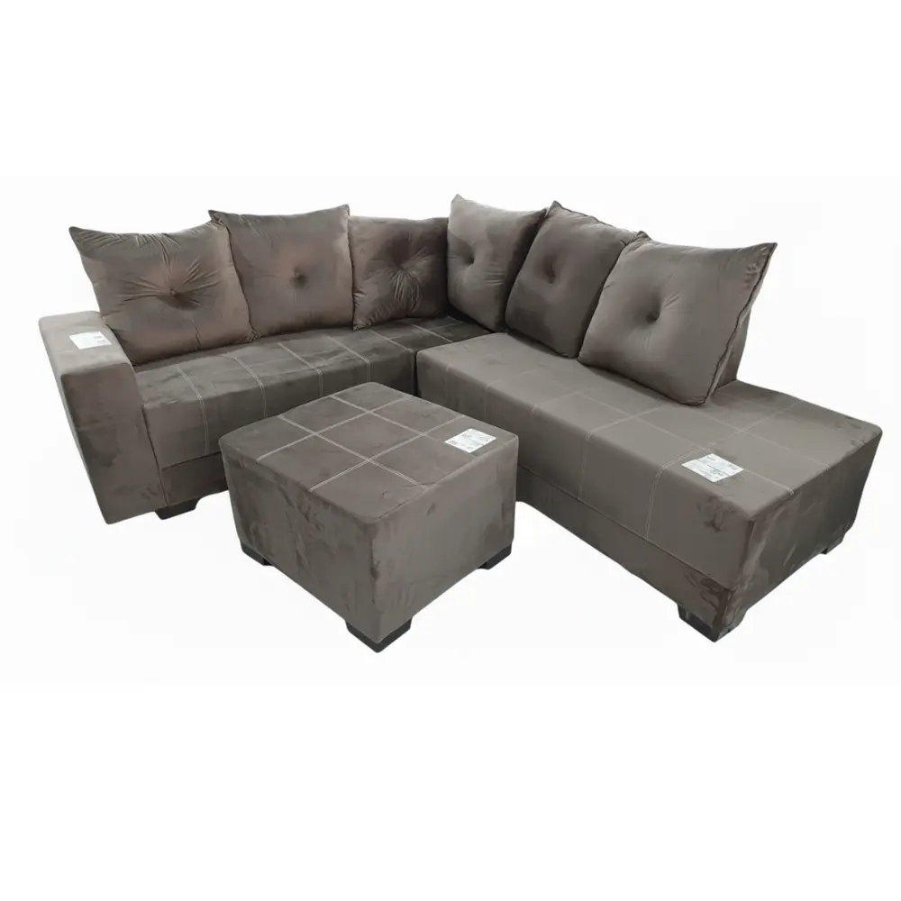 Sofa Topazio Te-191 3+2 Lug. C/chaise + Puff Vel.tabaco