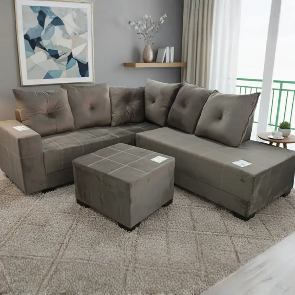 Imagem do produto Sofa Topazio Te-191 3+2 Lug. C/chaise + Puff Vel.tabaco
