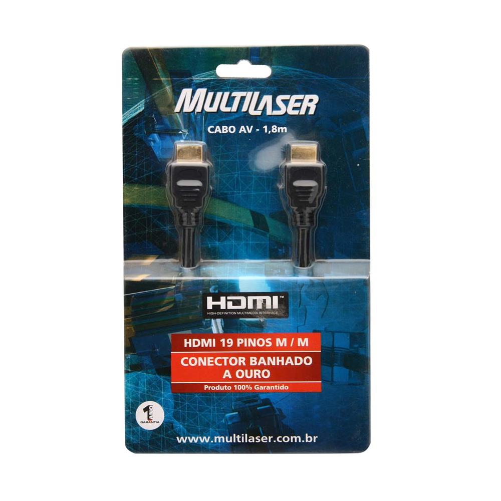 Imagem do produto Cabo Multilaser W133 Hdmi 1,8m 19 Pino S Conector Ban Ouro Wi133