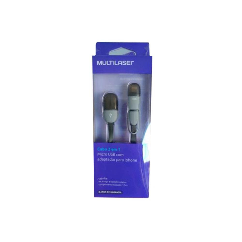Imagem do produto Cabo Multilaser Micro 2 em 1 Usb 5/6/7 Pto
