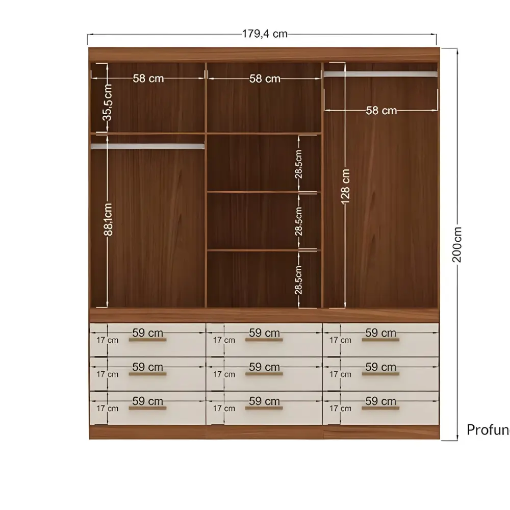 Imagem do produto Roupeiro Santos Andirá Star 6.9 C/ Espelho /jatoba -areia