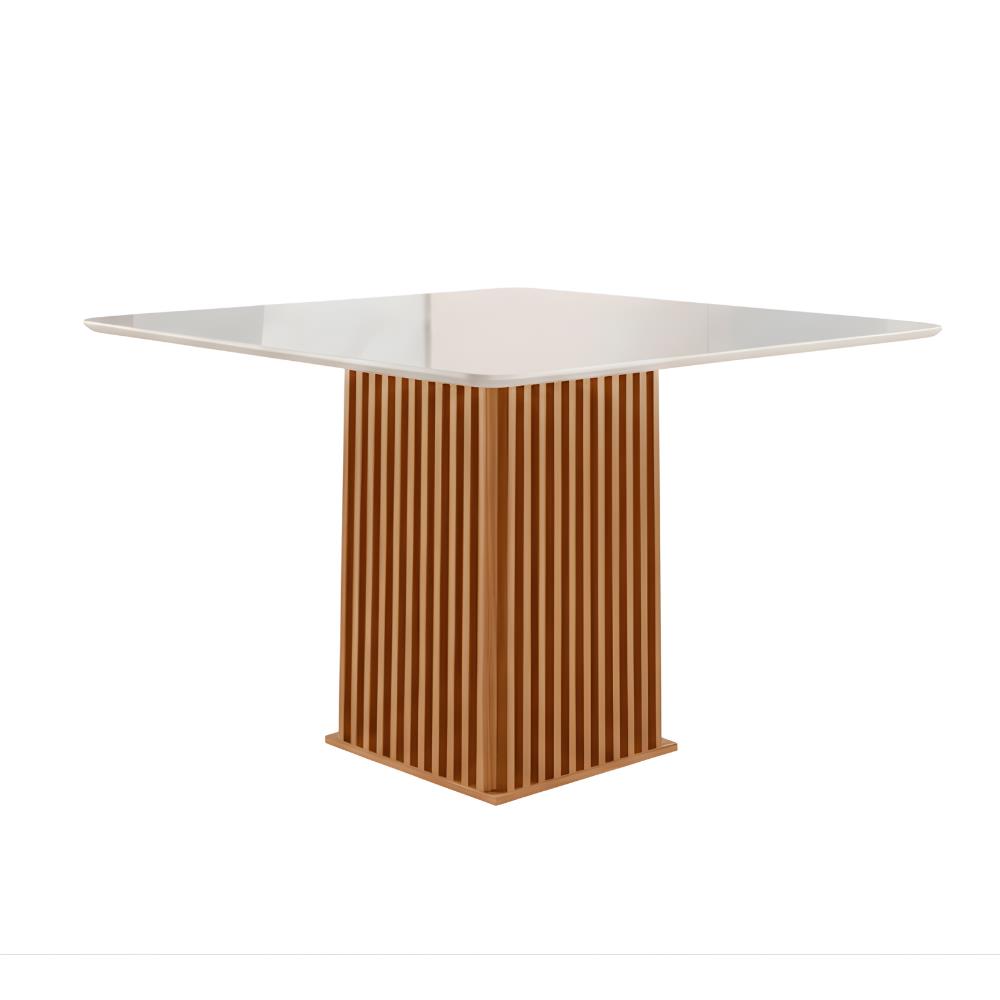 Mesa LJ Moveis Riviera 90x90 Vidro 4mm Sem Cadeiras Off White Cast Cinamomo Laka
